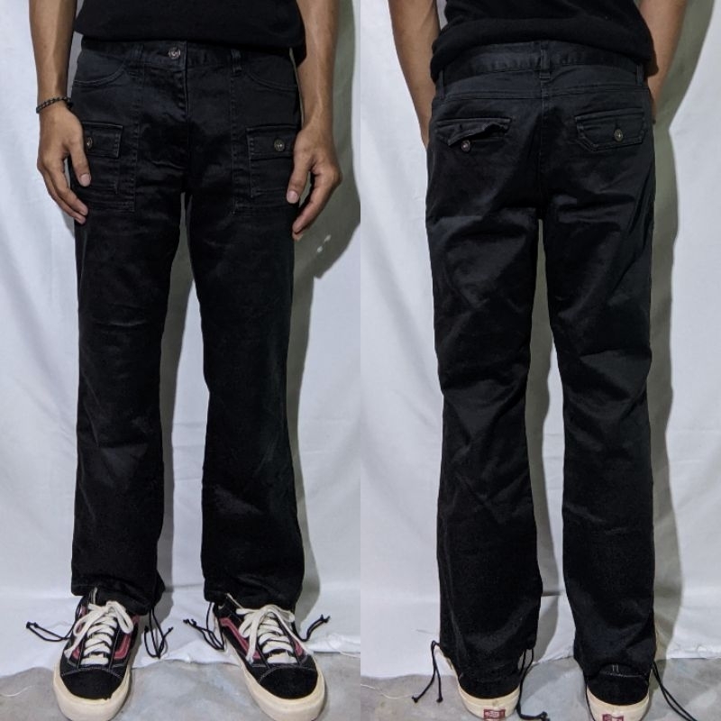 Celana Panjang Longpants Cargo Fatigue Uniqlo Hitam Original Second Preloved #CC38