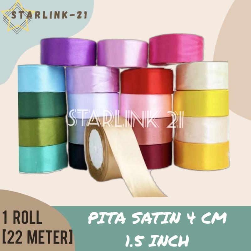 

[1 ROLL] PITA SATIN 4 CM | Pita Satin Lebar 1.5 Inch | Pita Kado | Pita Parsel