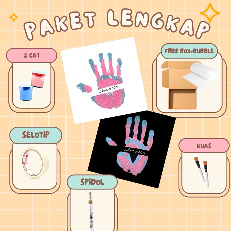 

[FREE BOX&BUBBLE] PAKET LENGKAP DIY Hand Painting Kit | Set Kanvas Couple | kanvas cap tangan couple | PAINTING KIT CANVAS