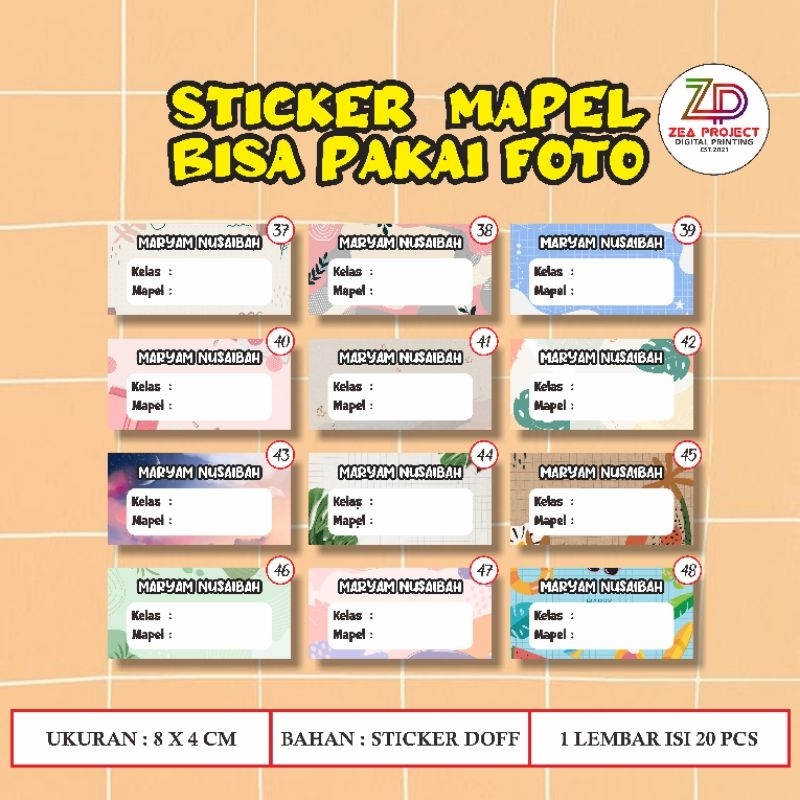 

STICKER MAPEL/STICKER BUKU CUSTOM NAMA DAN FOTO