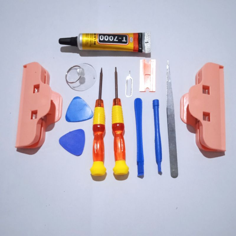 obeng tols 10in 2 penekan lcd + lem T7000 15 ml obeng set obeng 10in + 2penekan + lem T7000 15ml