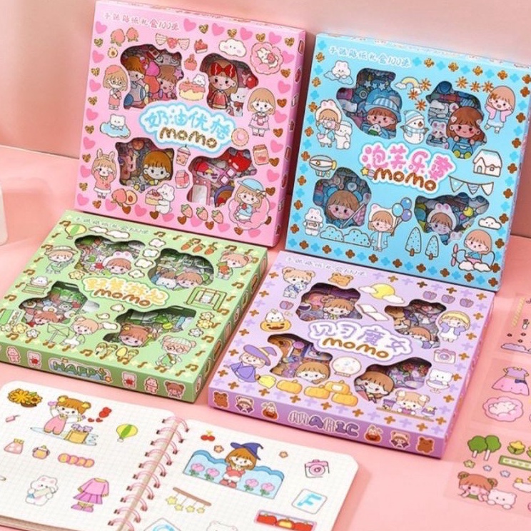 

Lagi Ramai Sticker MOMO Pink Biru Hijau Ungu Rainbow Mix Warna ORIGINAL Waterproof isi 1Pcs