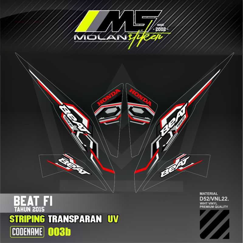 Decal Sticker Striping Variasi Transparan Uv Beat Fi 2013-2015 Striping Beat Fi 110 Transparan Beat 