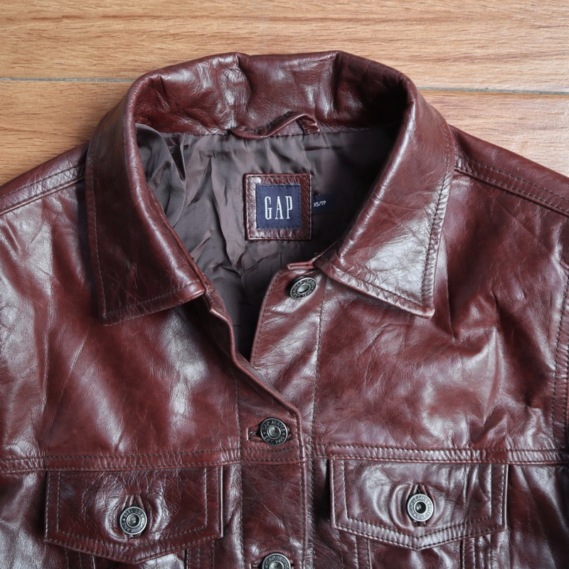 GAAP Jaket kulit sapi kecil remaja trucker vintage klasik kemeja crop treker traker levis leather ja