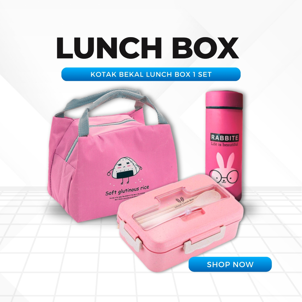 Kotak Makan Tempat Bekal Anak Sekolah Perempuan Laki Laki Lunch Box Set Botol Minum Tas Karakter