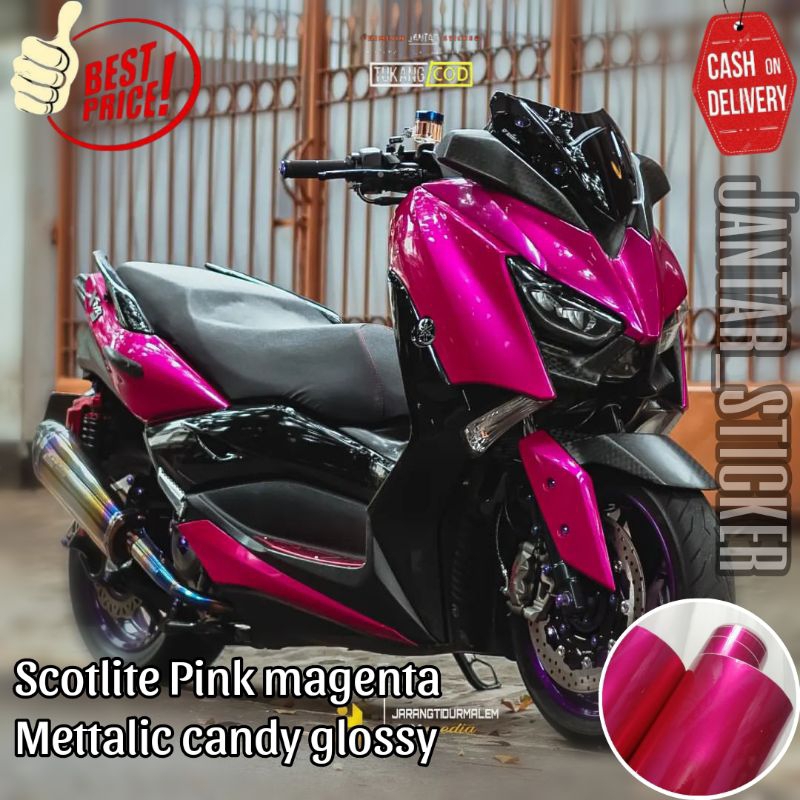 Sticker Scotlite Pink Magenta Metalik Candy Premium Stiker Skotlet Motor Pink Candy Metalik Scotlet 