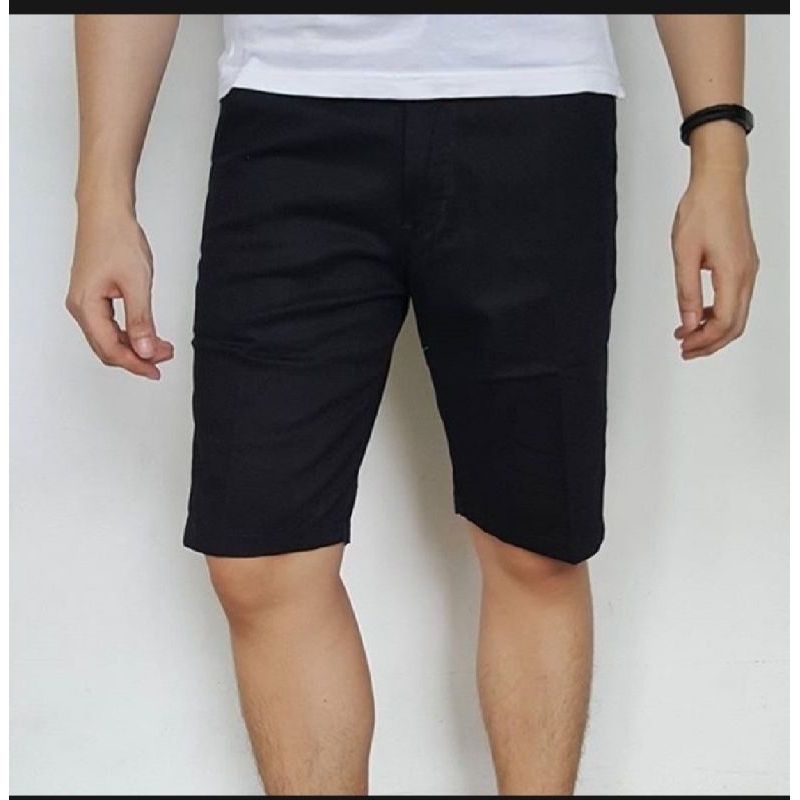 celana pendek jeans pria hitam polos
