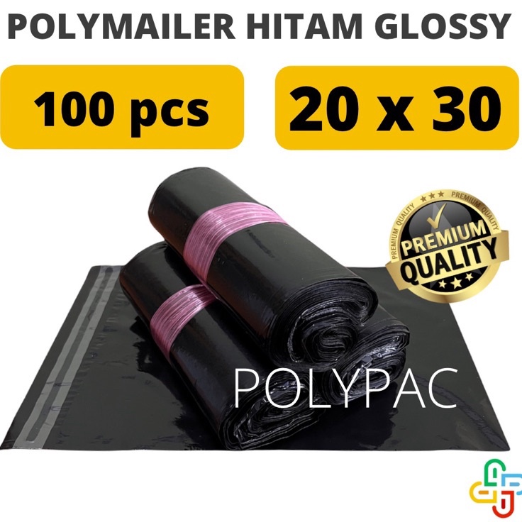 

Model Terbatas Polymailer PE HITAM GLOSSY 2x3 isi 1 pcs Polymailer PE Hitam Premium