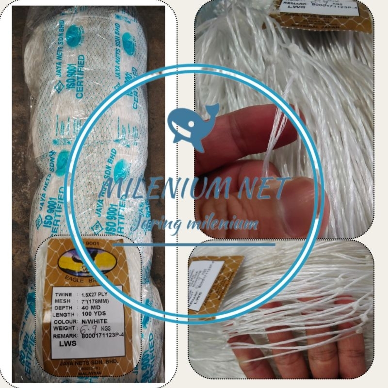 jaring milenium/ jaring pintal/jaring ply/7inci 27ply40md100ydstate