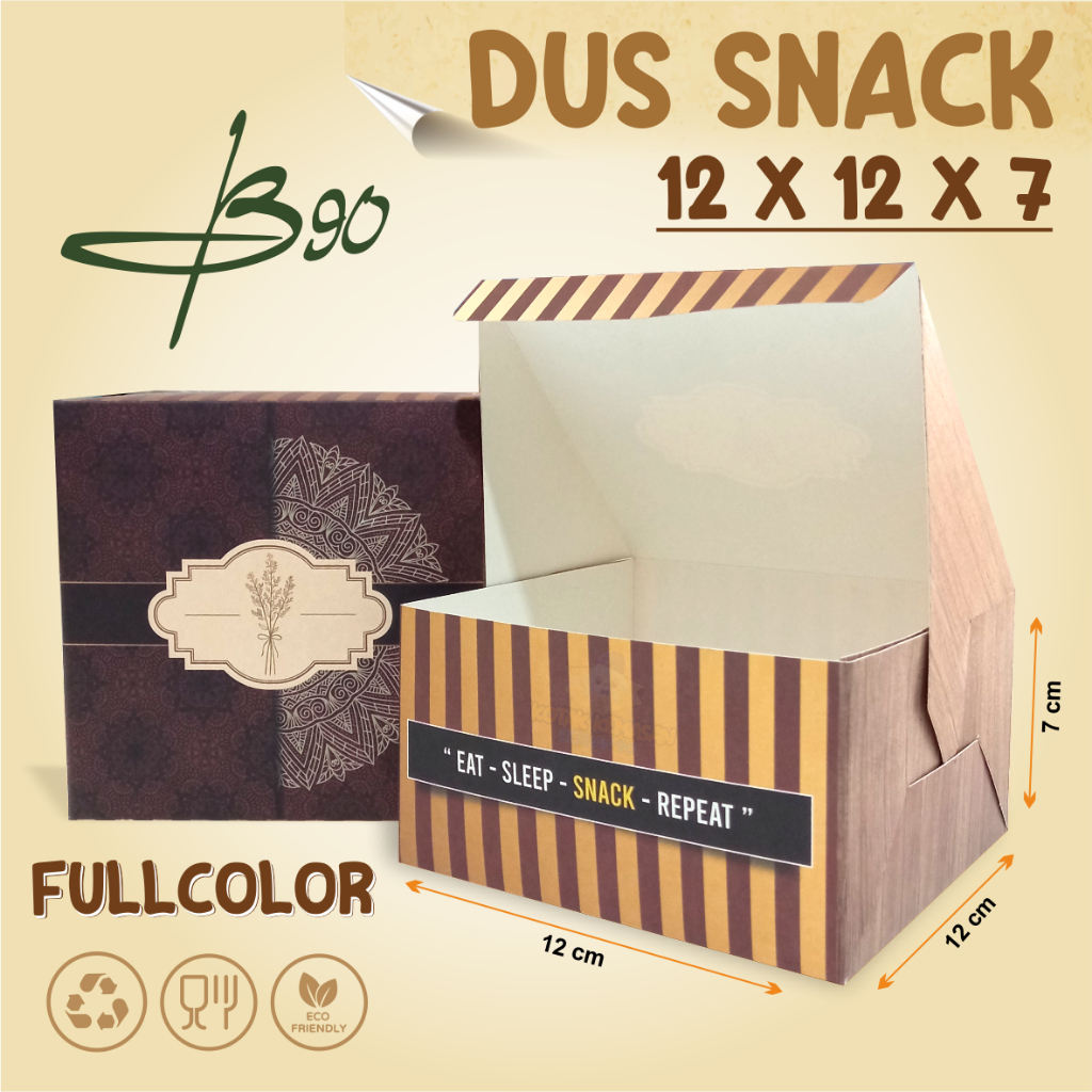 Dus kotak box 12 x 12 cm kue printing terbaru / Dus box motif kemasan snack kue termurah