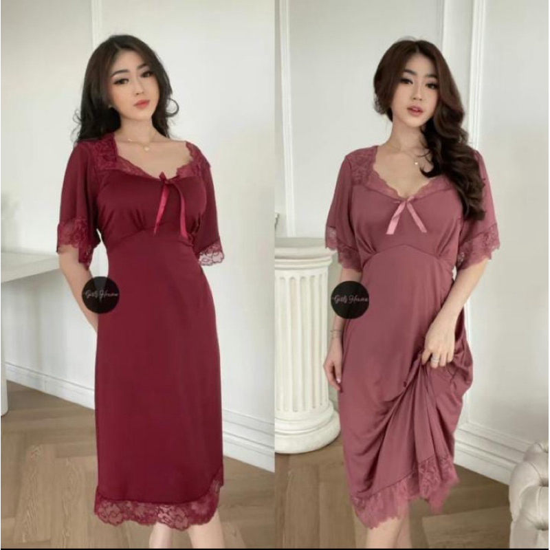 Diana Dress Big Size - Sleepwear Wanita Lingerie Panjang Sexy Halus Lembut - Long Dress Diana