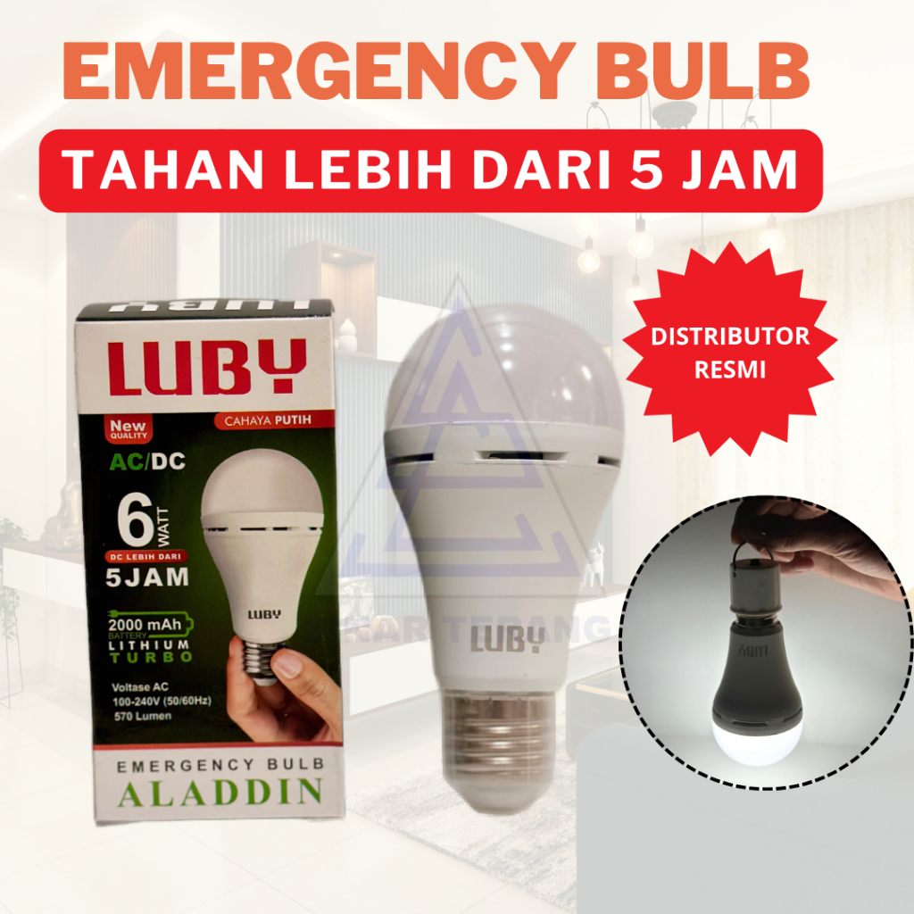 Lampu LED Emergency Luby Aladdin 6w, 8w, 10 watt, 12watt, 16watt, 20watt