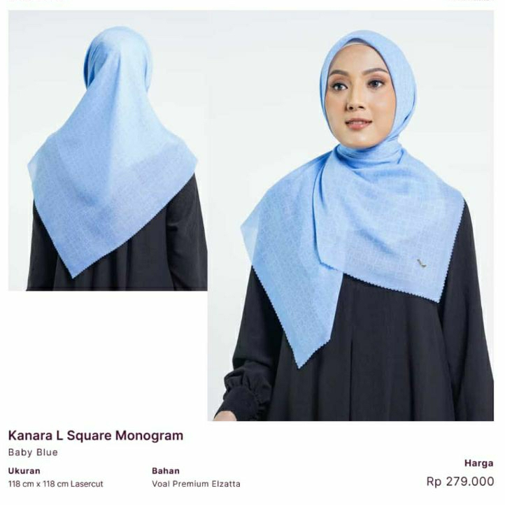 ELZATTA HIJAB KERUDUNG SEGIEMPAT PREMIUM MOTIF TERBARU KANARA L SQUARE MONOGRAM