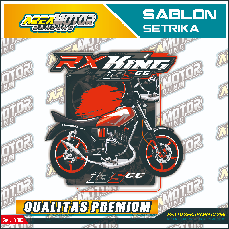 

Print sablon DTF/cetak sablon DTF/sablon setrika siap press 1 sisi Tema Motor RX KING RED Uk A4 / A3