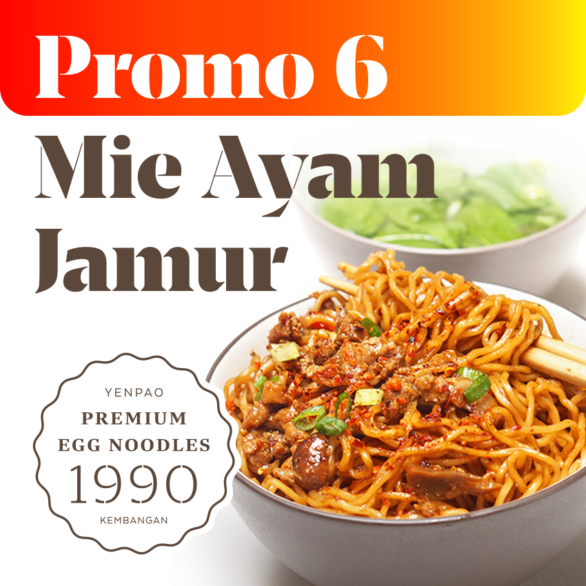 

Paket 6 Bakmi Ayam Jamur - Frozen - Mipolo by Yenpao - Halal