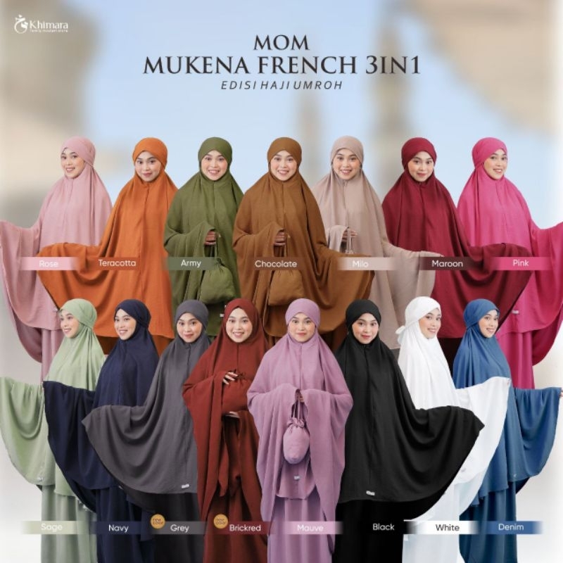 MUKENA FRENCH 3IN1 MUKENA KHIMARA ORI MUKENA JOGJA