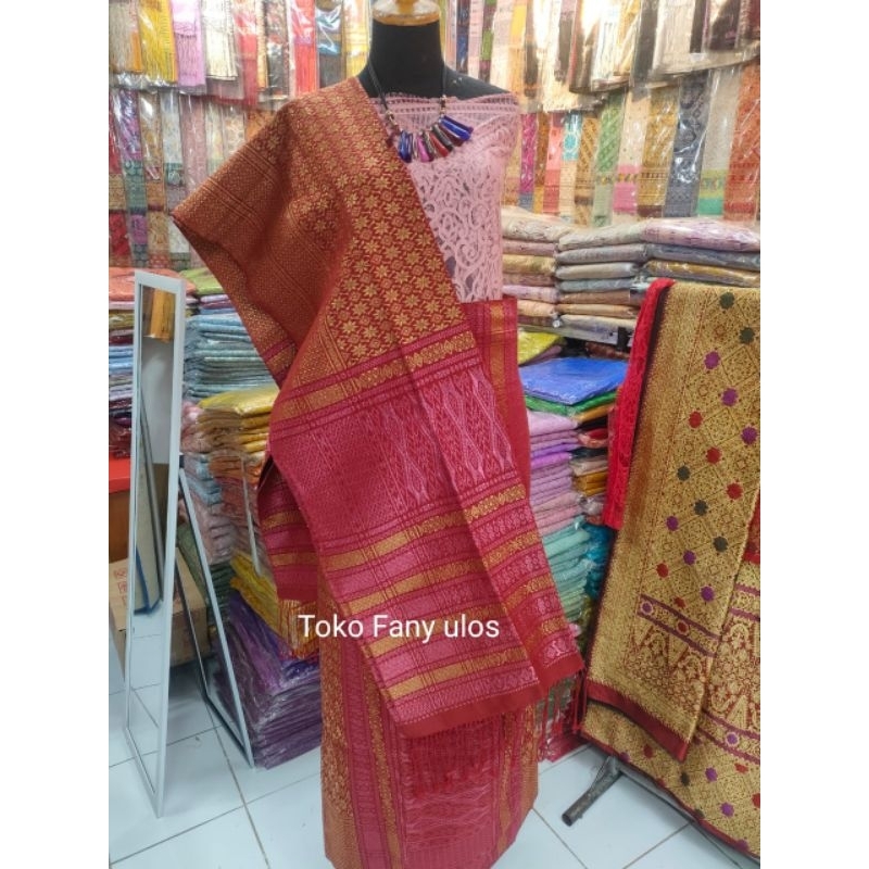 SONGKET TUMTUMAN TTS TENUNAN TARUTUNG BENENG BEMBERT PRADA KOREA.WARNA GOLD DAN PINK.