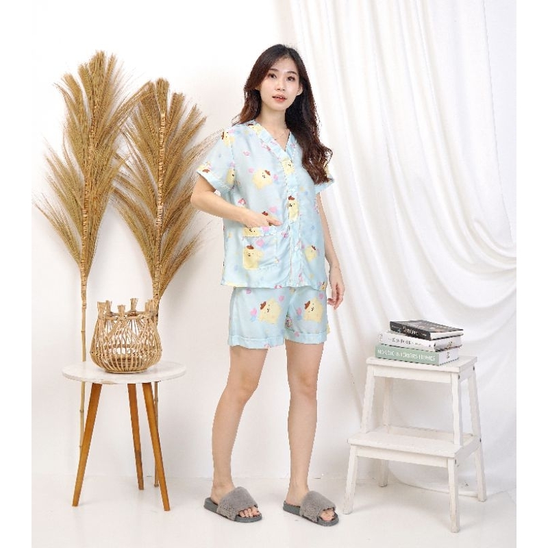 Baju Tidur Pompompurin Biru - Organik Tensells Piyama