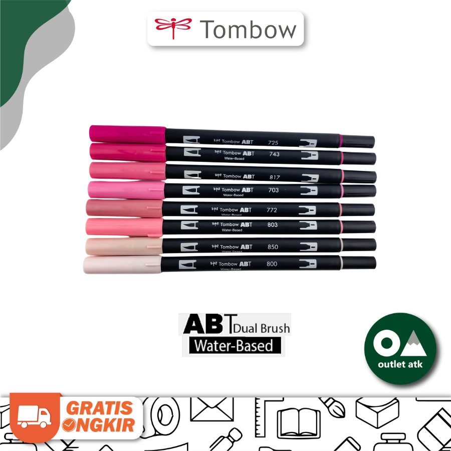 

Tombow ABT Dual Brush Pen - Pink Series (Merah Muda)