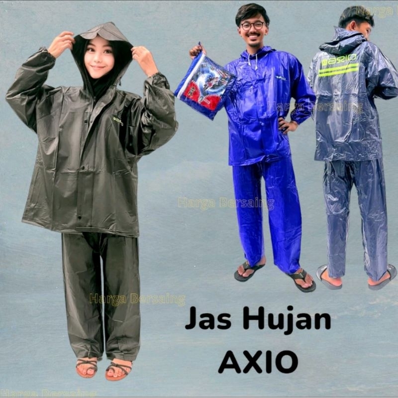 Jas Hujan Mantel Hujan Axio karet original bahan tebal