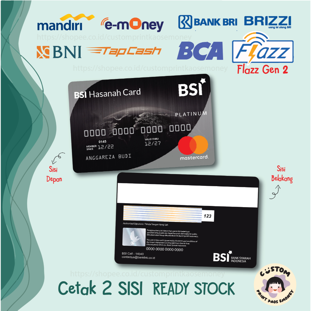 KARTU E MONEY E TOLL KREDIT CARD HASANAH CARD BSI PLATINUM BLACK MANDIRI EMONEY BNI TAPCASH BRI BRIZ