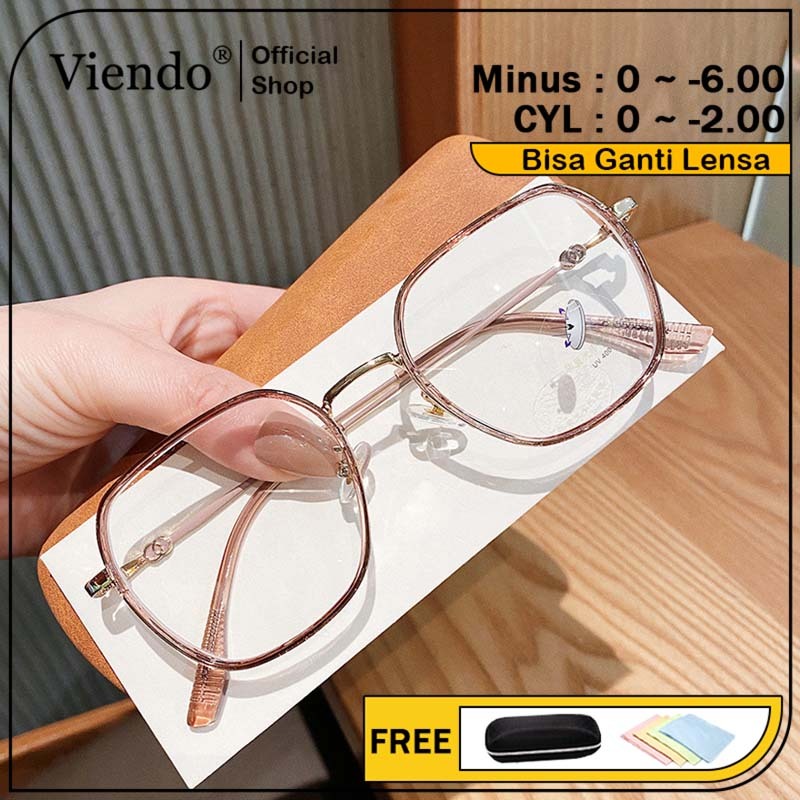 Viendo Kacamata Photocromic Minus Anti Radiasi Blueray Frame Wanita Pria Cowok 2 in 1 Bluecromic Potocromic Fotocromic Komputer Hp Anti Sinar matahari UV400 rabun jauh Kaca Mata Optik