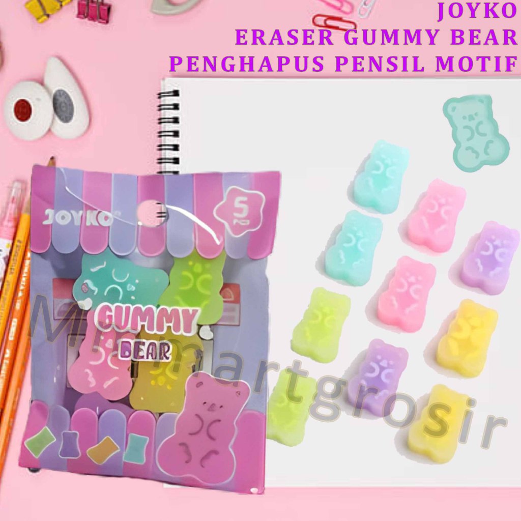 

Joyko / Eraser Gummy Bear / Penghapus Pensil Motif / 5pcs