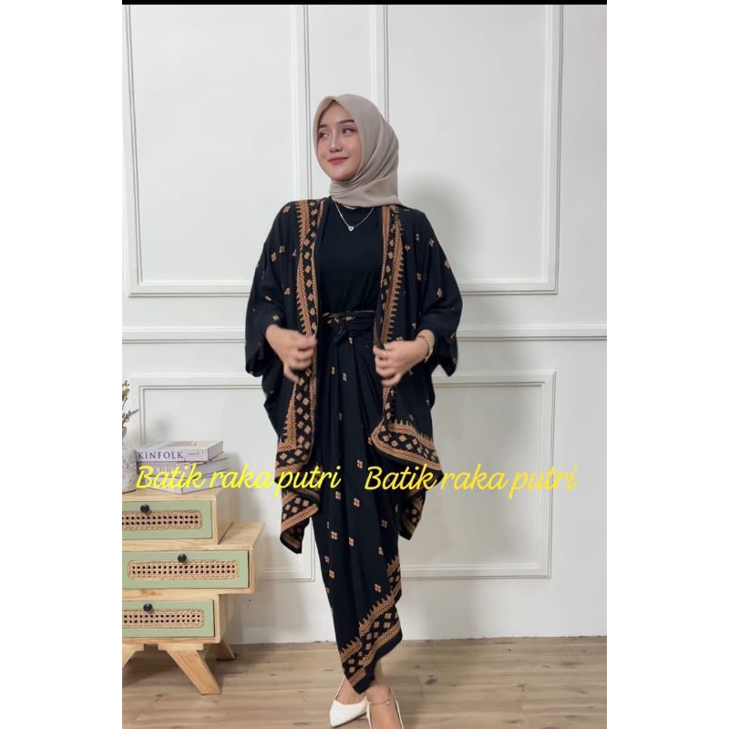 Cardigan batik wanita modern setelan kebaya modern one set roklilit baju kondangan modern