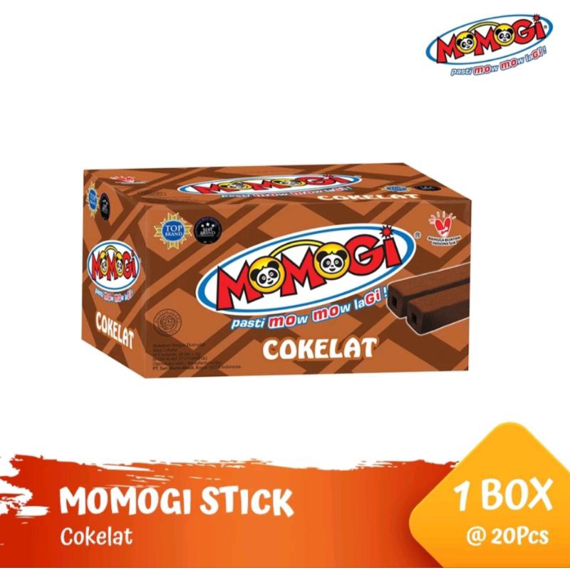 

Momogi stick Snack rasa coklat Extrudat Long 1box isi 10pcs