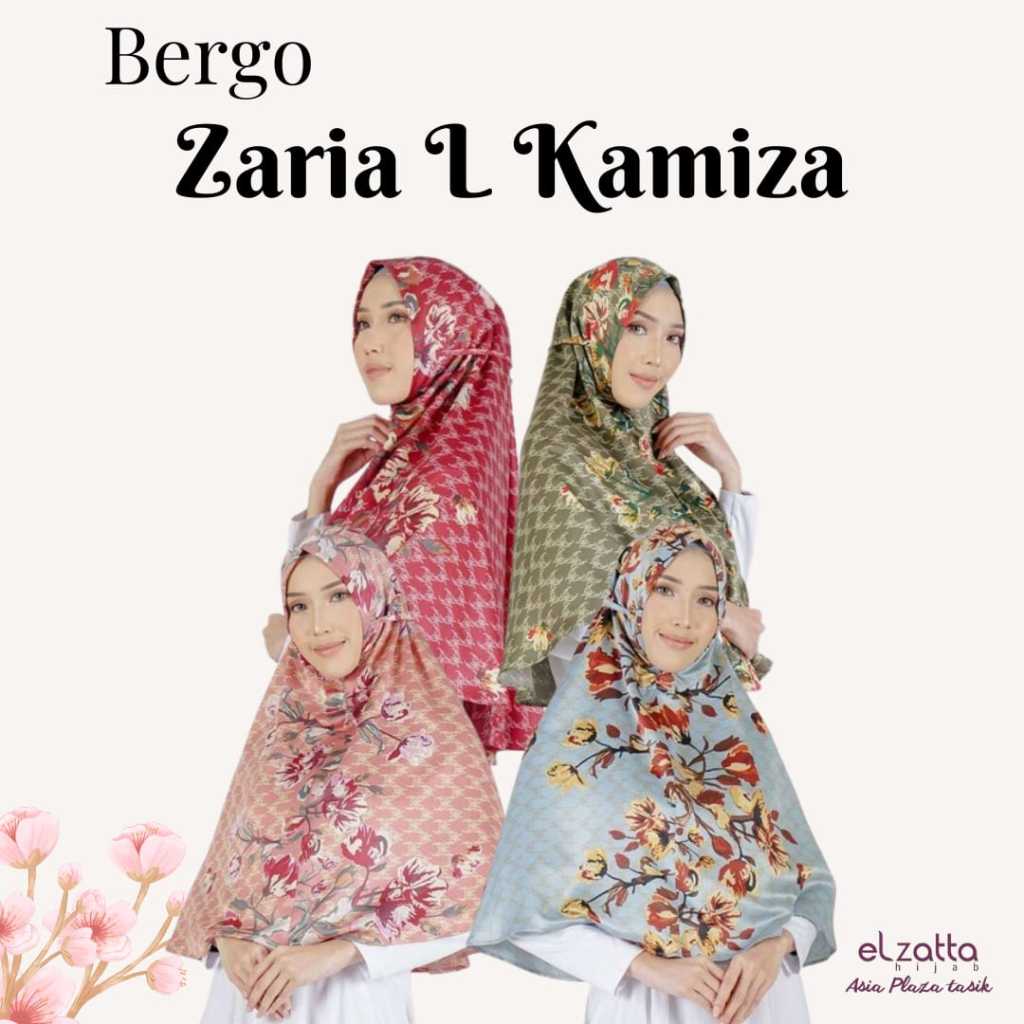 ELZATTA HIJAB BERGO DAILY JILBAB INSTAN BERGO TANPA PET ZARIA L KAMIZA BORDER HIJAB INSTAN MOTIF