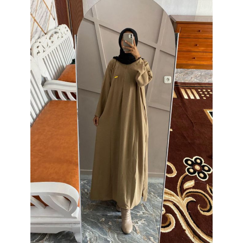 [BEST SELLER] Daily Polos Long Busui | Gamis Simple Abaya-Khaki