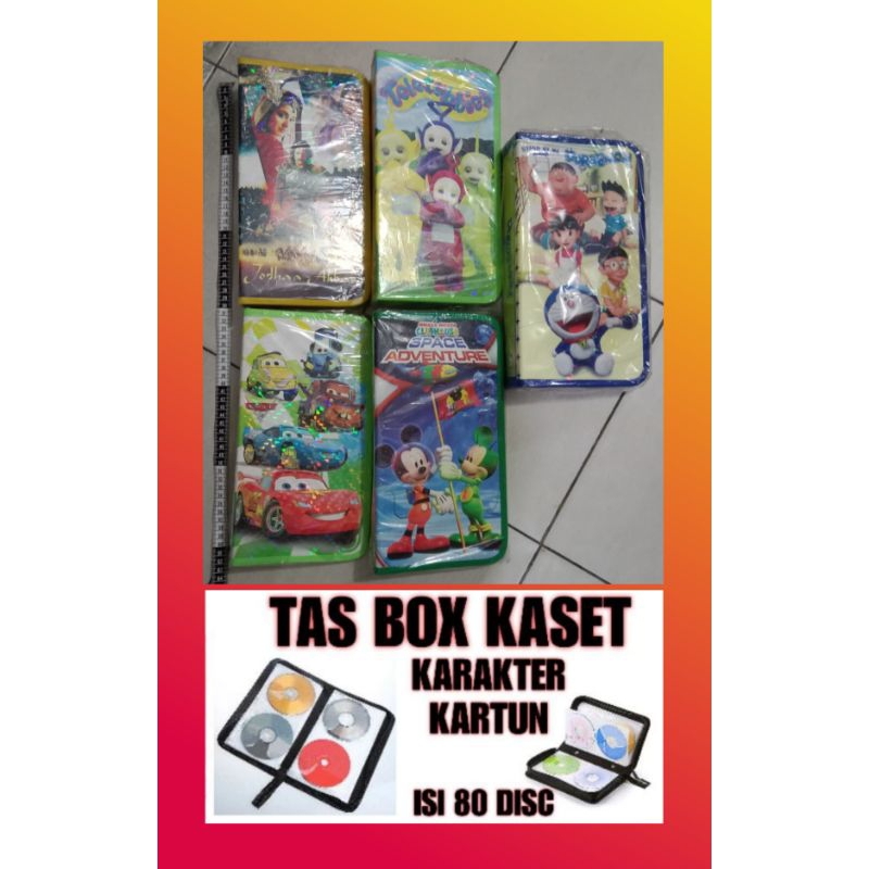 Kado Tas Case Tempat Penyimpan Pelindung Koleksi Album CD DVD Kaset Lagu Film Sleting Karakter Cowok