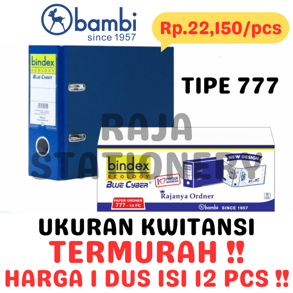 

BAMBI ORDNER KWITANSI ODNER BINDEX ECOLOGY ORDNER 777 BLACK BLUE KUARTO KWARTO 75MM HITAM BIRU BLUE CYBER BOX LUSIN KARTON [12PCS]