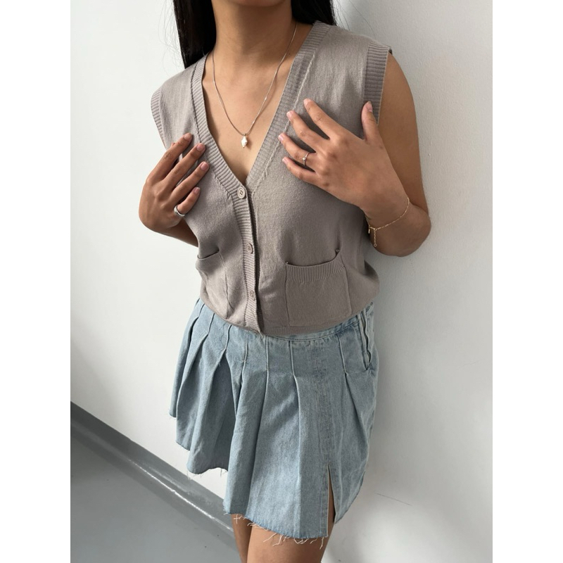 Atasan Vest Wanita/knit rompi Rajut Korea Kancing IMPORT