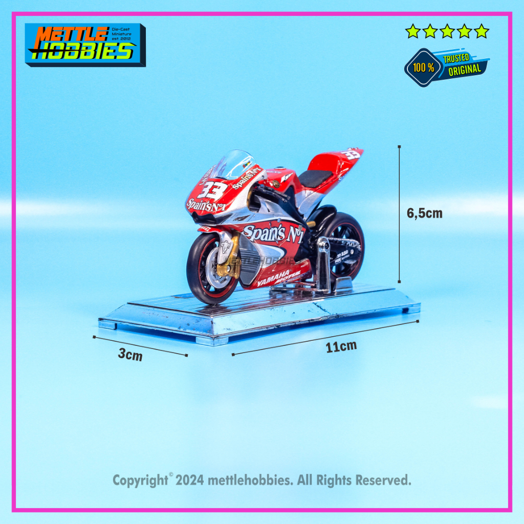 Saico Yamaha YZR-M1 #33 Marco Melandri Moto GP 2004 Diecast Miniatur Motor Bike MotoGP 1:18