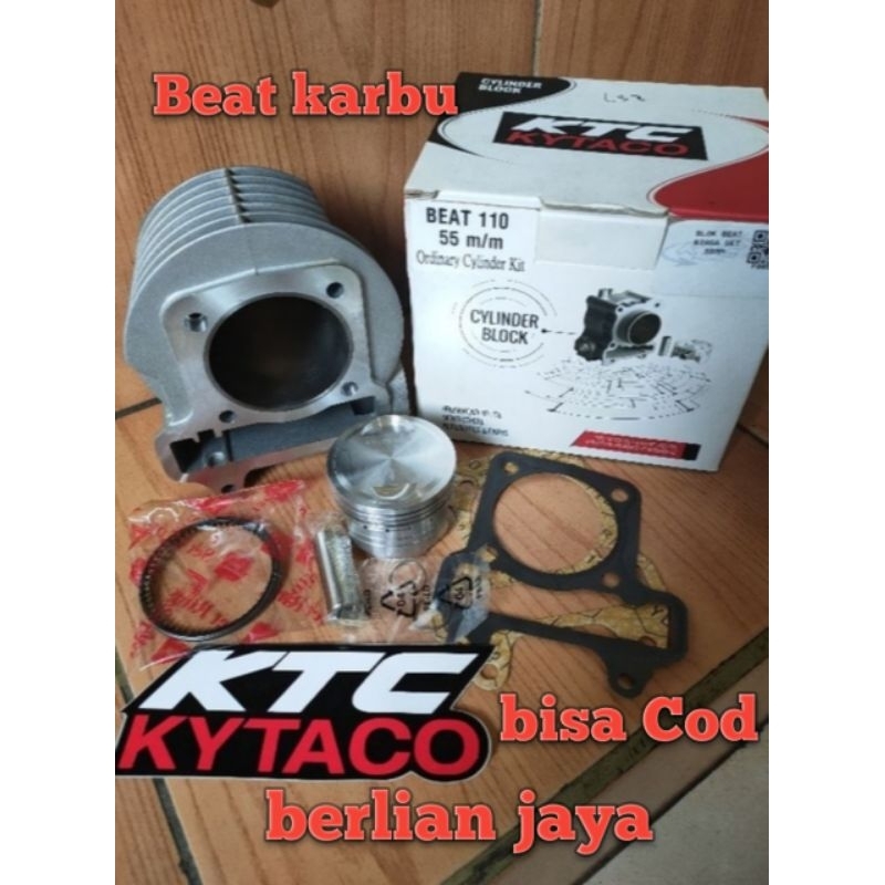 blok seher/cylinder blok bore up harian KTC kytaco uk 55 mm,buat Motor Honda beat lama/beat karbu/Sc