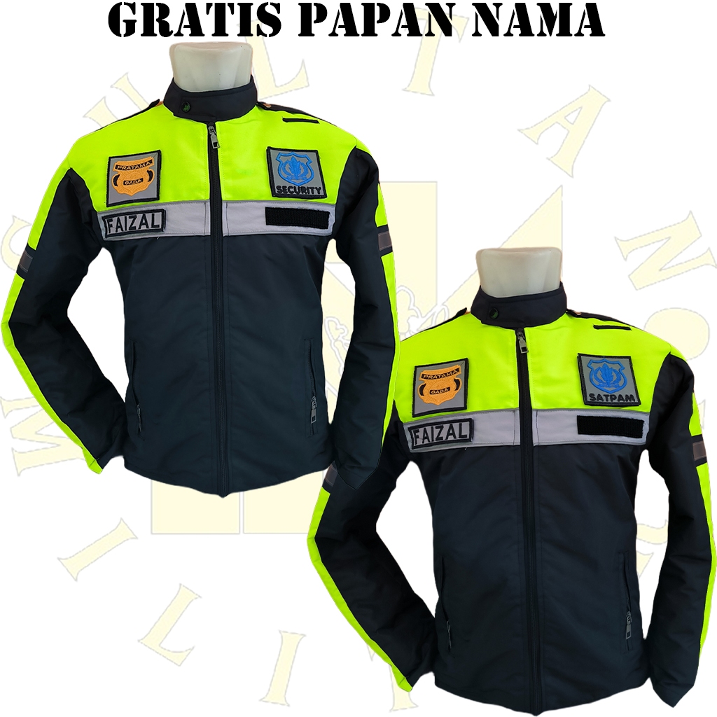 Sultan_military JAKET SECURITY SATPAM MODEL STRIP/PALANG TERBARU BAHAN TASLAN ANTI AIR