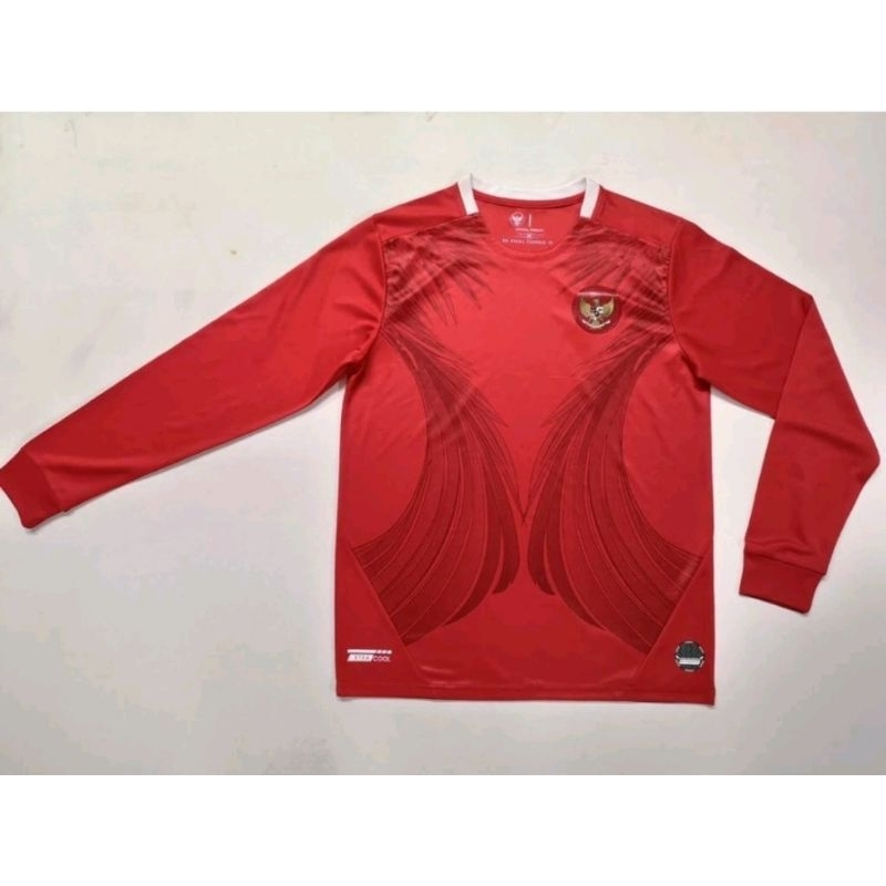 Jersey Kaos Baju Sepak Bola Timnas Indo Indonesia Home Mils Mills Merah Lengan Tangan Panjang LS Lon