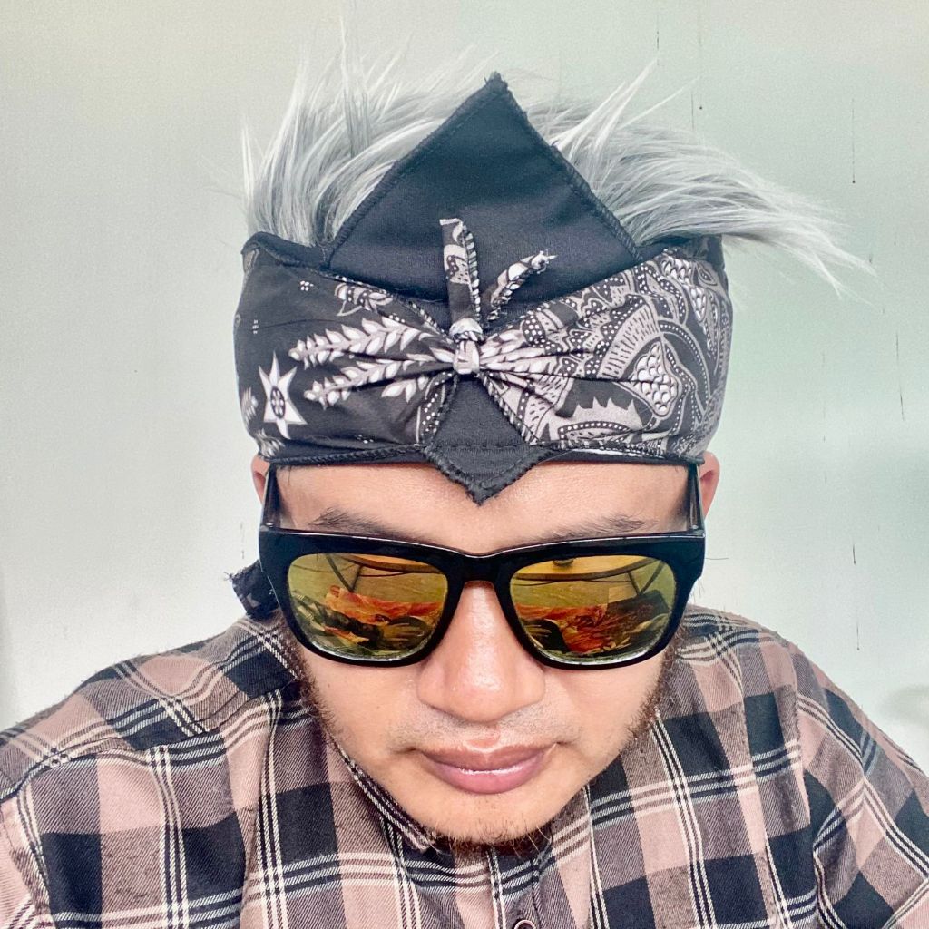 Topi Rambut Udeng Pria, Topi Udeng Jawa Bali Batik, Topi Udeng Rambut Palsu