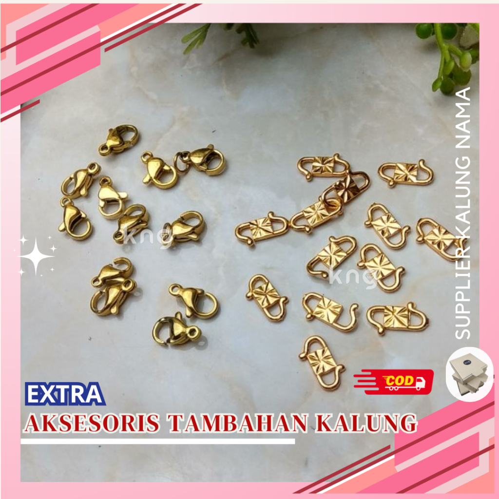 Pengait S Lapis emas dan Capit Udang GOLD Kokot Kalung TITANIUM Anti Karat Fashion Wanita