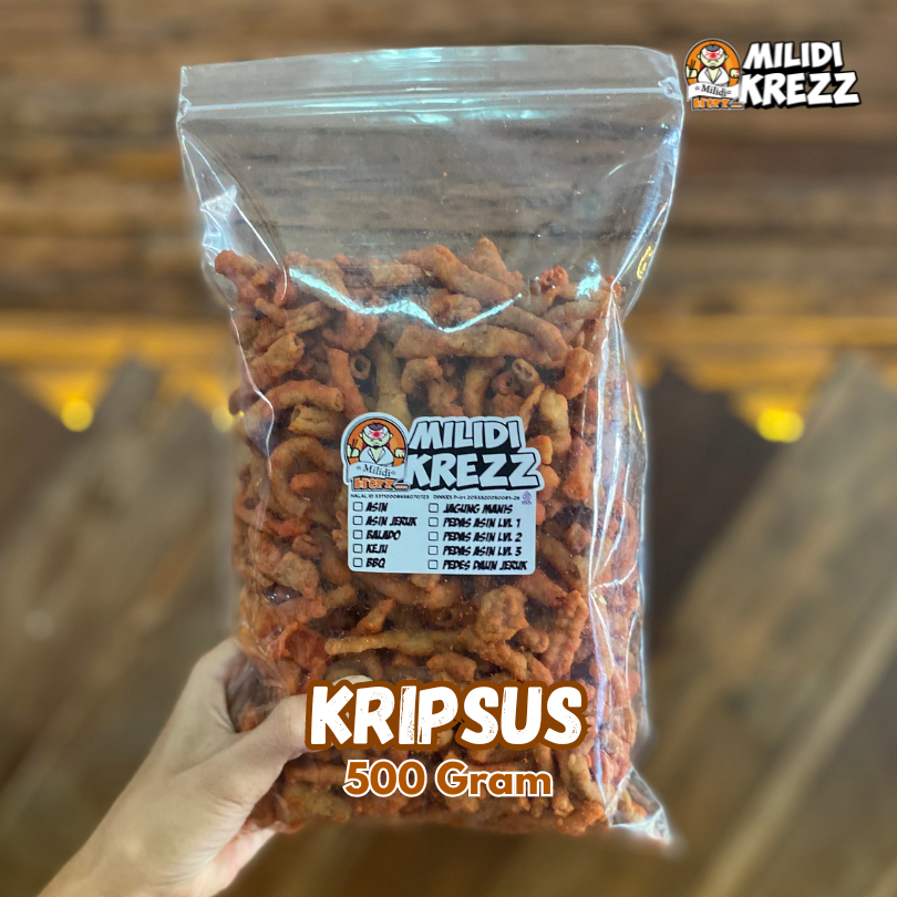 

Kripsus 500 Gram Kripik Usus Ayam Cemilan Pedas Milidikrezz