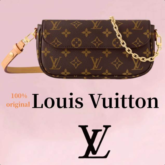 【100%original】Louis Vuitton bag Klasik Rantai Tas Bahu IVY WOC Tas Ketiak Tas Selempang Tas Wanita