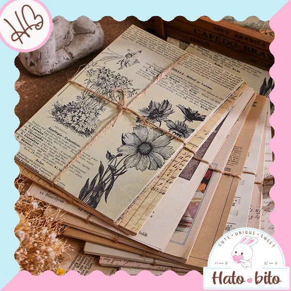 

1 set isi 30 lembar large deco paper vintage retro style diy journaling aesthetic HB1709