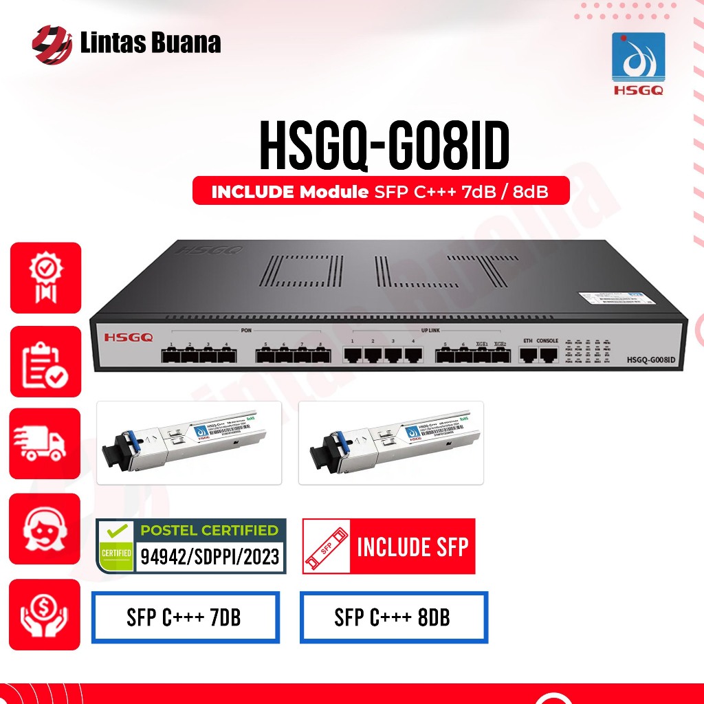 OLT GPON HSGQ-G008ID 8 Port GPON OLT 10G uplink FREE SFP GPON Module C+++
