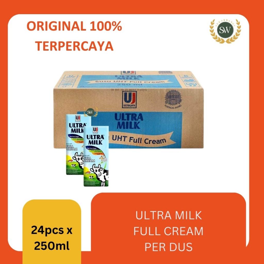 

Ultra Milk - Rasa FULL CREAM - PER DUS/ KARTON - Isi 24 pcs x 250ml