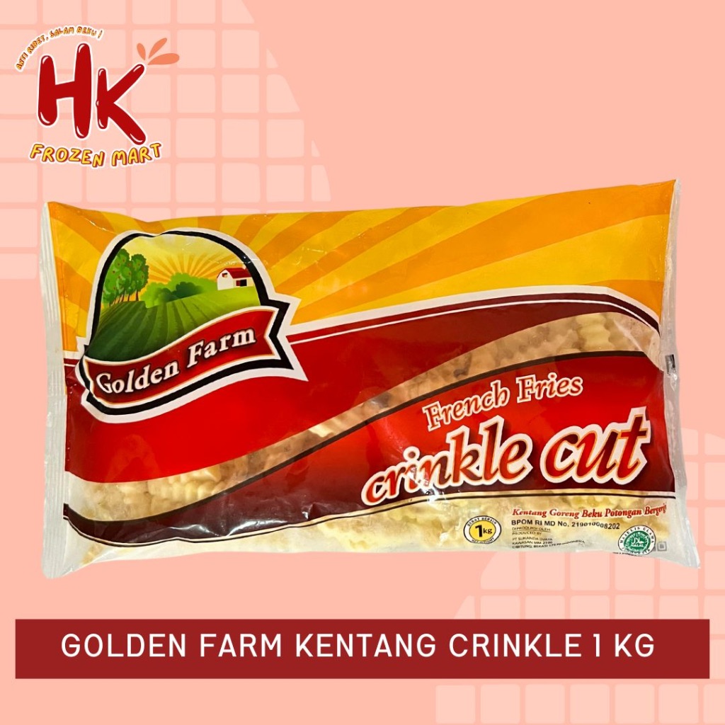 

Golden Farm Kentang Crinkle 1 KG | French Fries keriting gerigi Premium goreng polos HK FROZEN MART