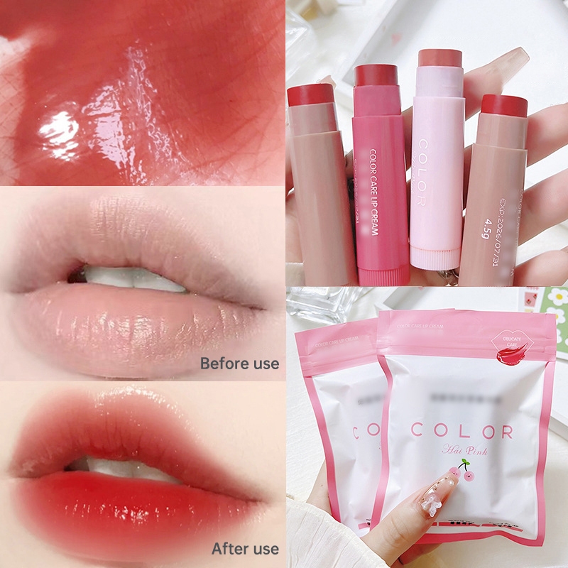 [Ready stock]HAIPINK Lip Balm 3 Warna Lipbalm Red Orange Lip Jelly Essence Lipstik Rubah Warna Long 