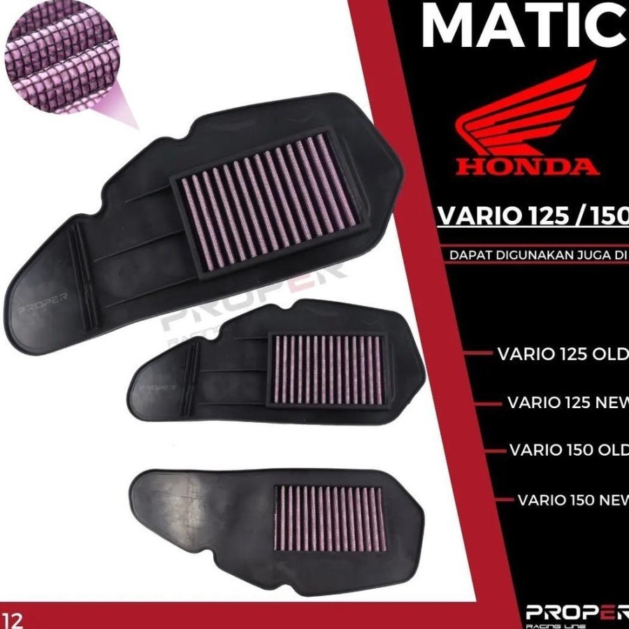 Hybrid Air Filter Vario 125 Vario 150 + Cover Mika Transparan NEMO Filter Proper