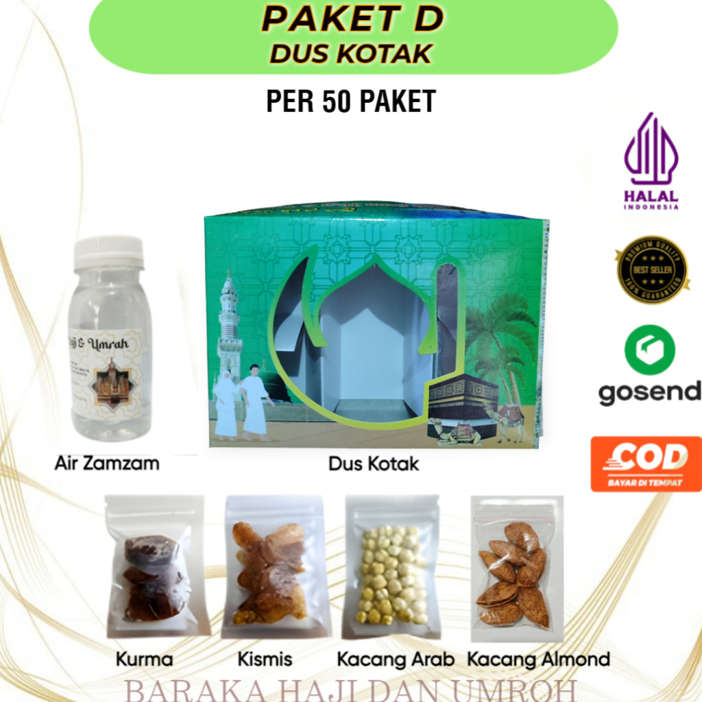 

Paket Oleh-Oleh Haji dan Umroh paket dus Kotak / Hampers - PAKET D 50 Paket