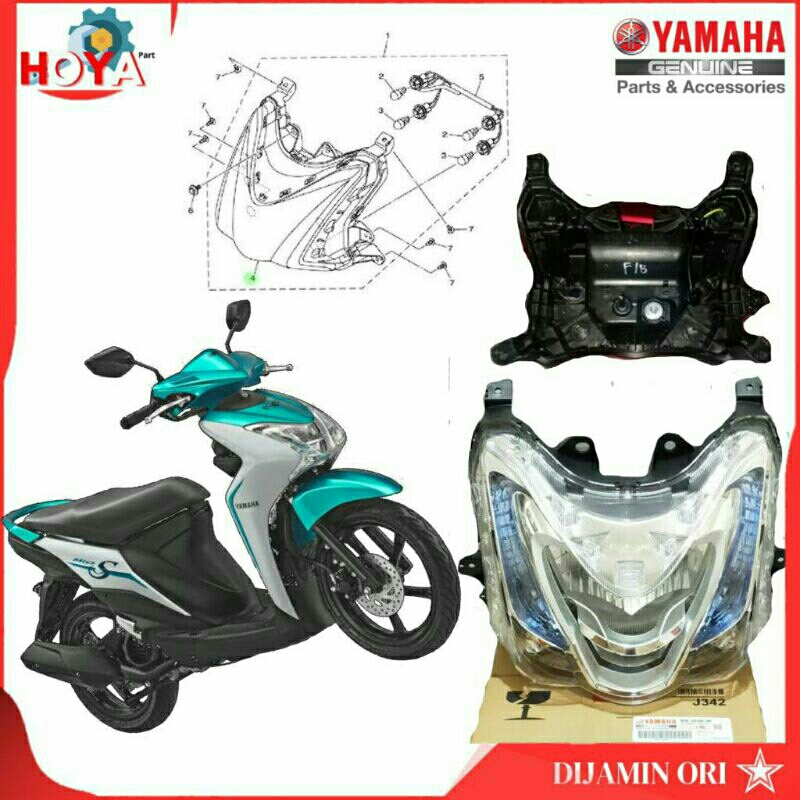HEADLAMP KACA LAMPU REFLECTOR REFLEKTOR YAMAHA MIO S 125 ORI